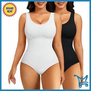 Tummy Control Shapewear Bodysuit 2-Pack Seamless Slim Fit Sleeveless